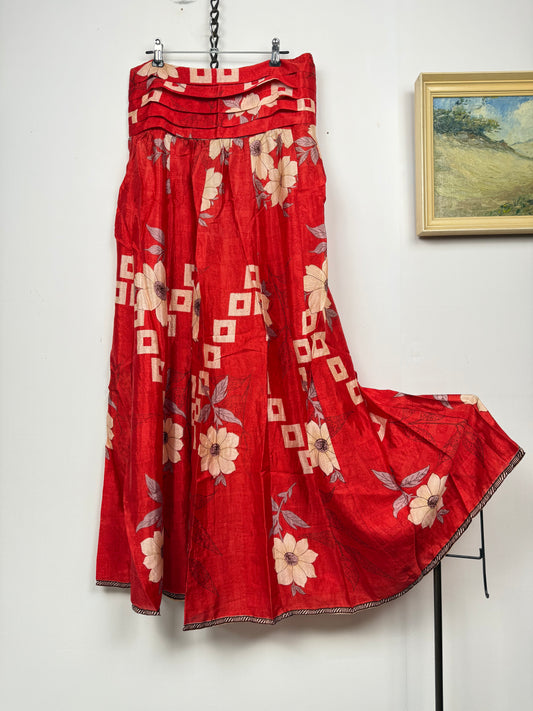 Vintage Saree Silk Pleated Skirt