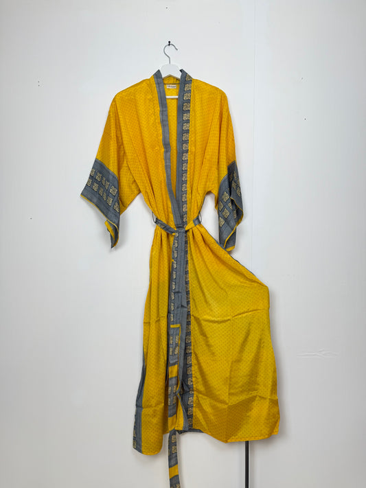 Vintage Saree Silk Kimono / Duster - Long