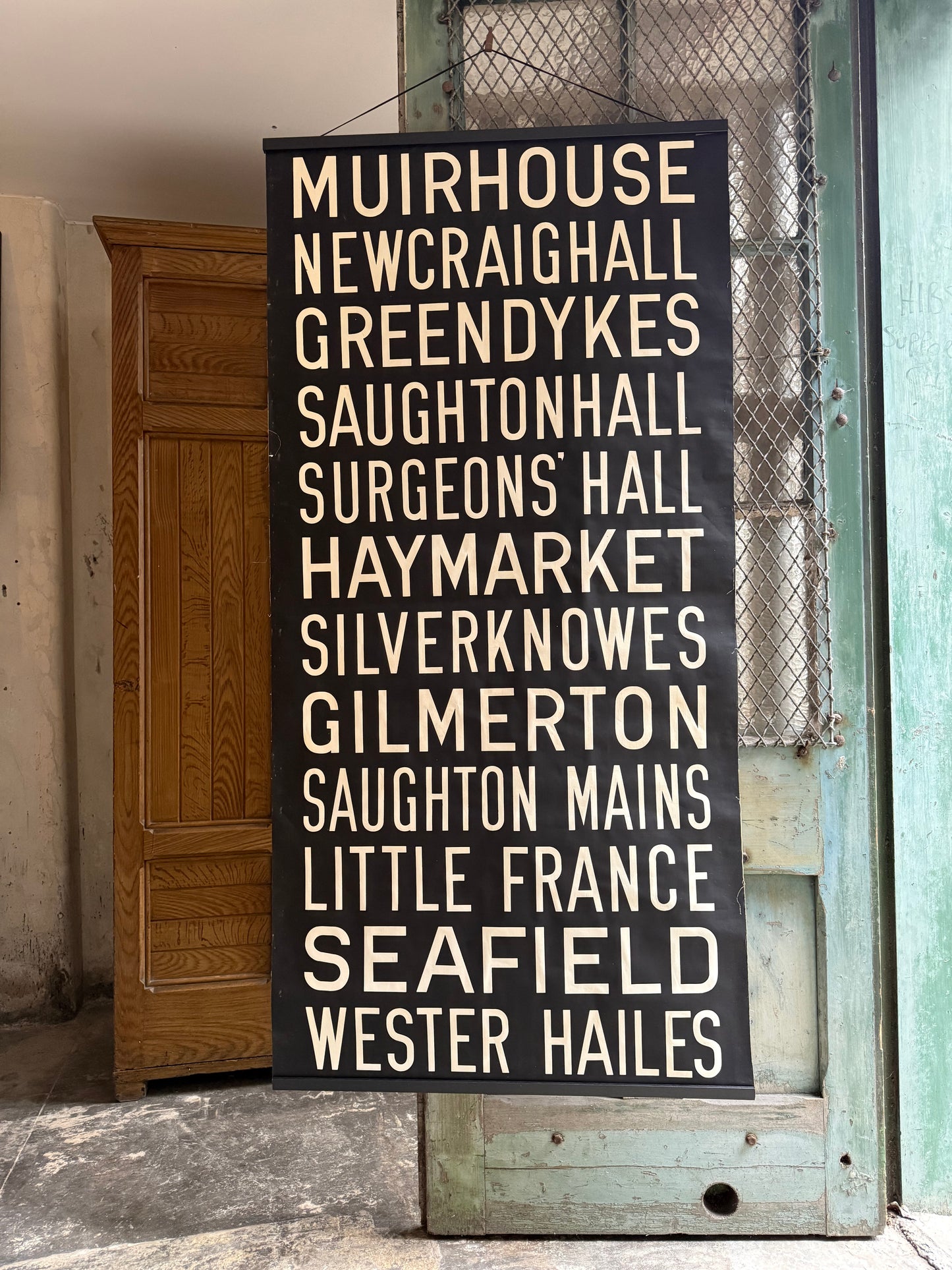 1950’s Linen Destination Bus Blind - Edinburgh - Muirhouse to Western Hailes