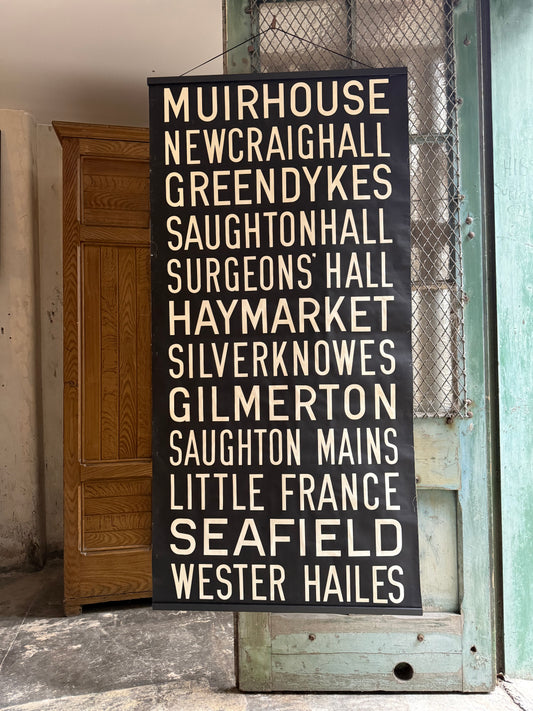 1950’s Linen Destination Bus Blind - Edinburgh - Muirhouse to Western Hailes