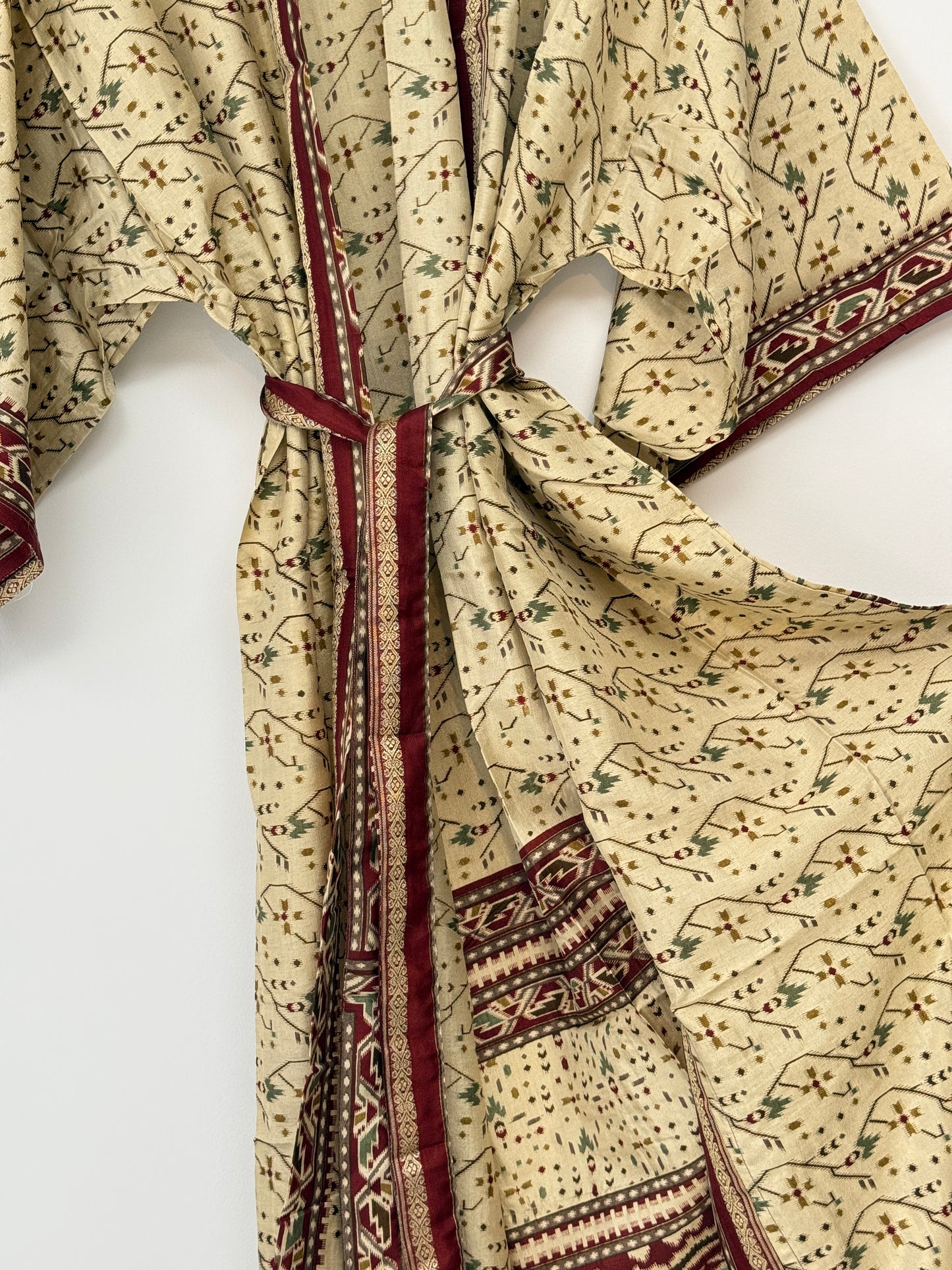 Vintage Saree Silk Kimono / Duster - Long