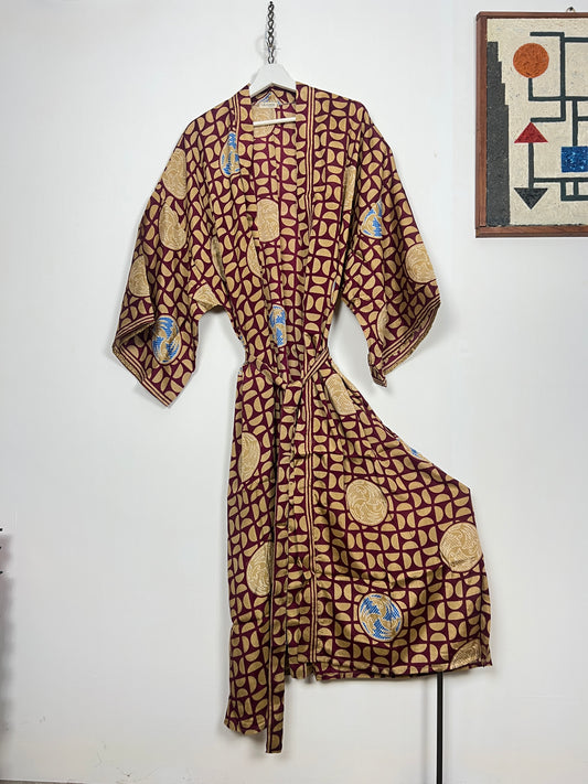 Vintage Saree Silk Kimono / Duster - Long - Wider Unisex Fit