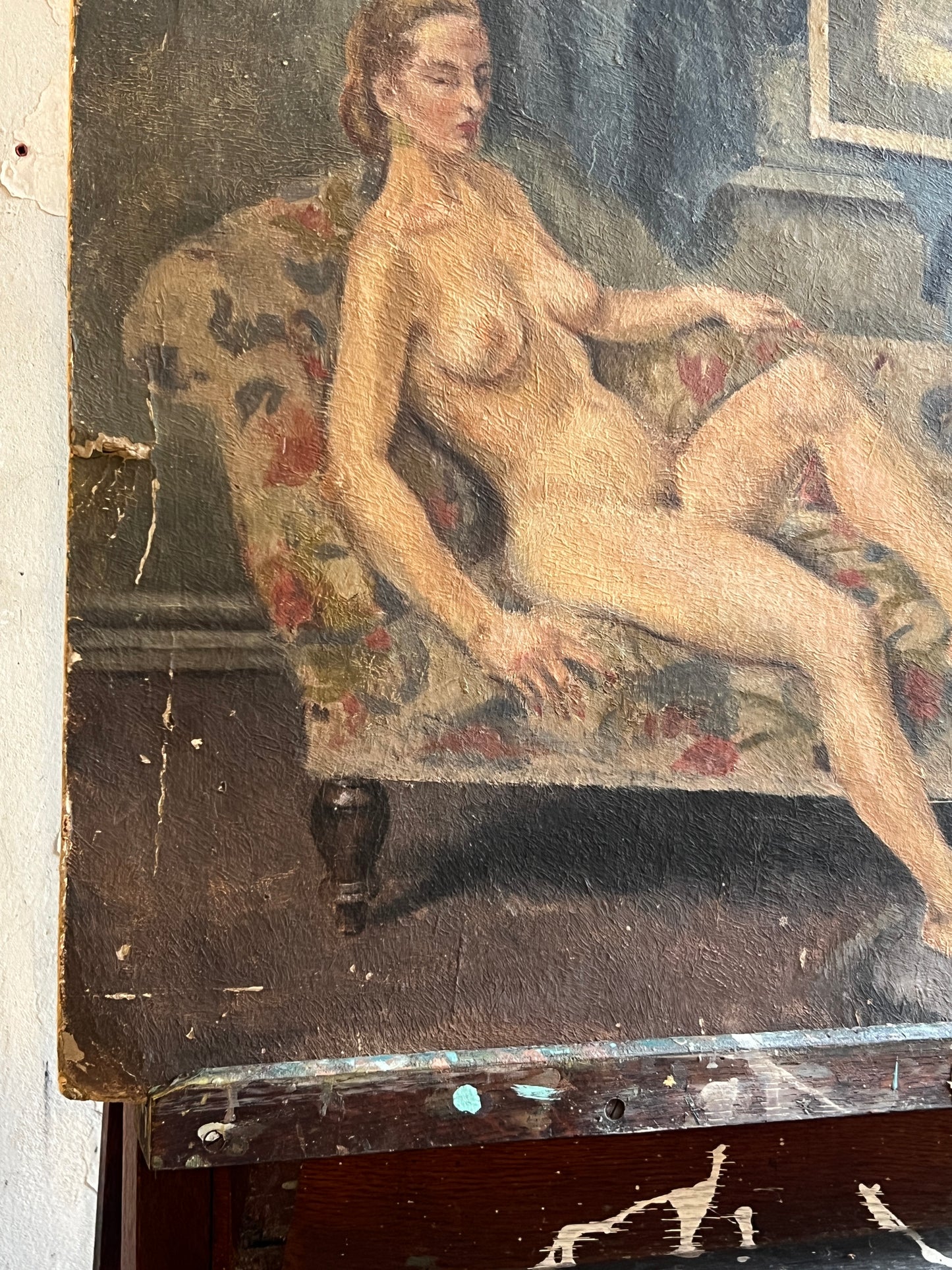 Reclining Nude on Chaise / British Art School, (c. 1930s)