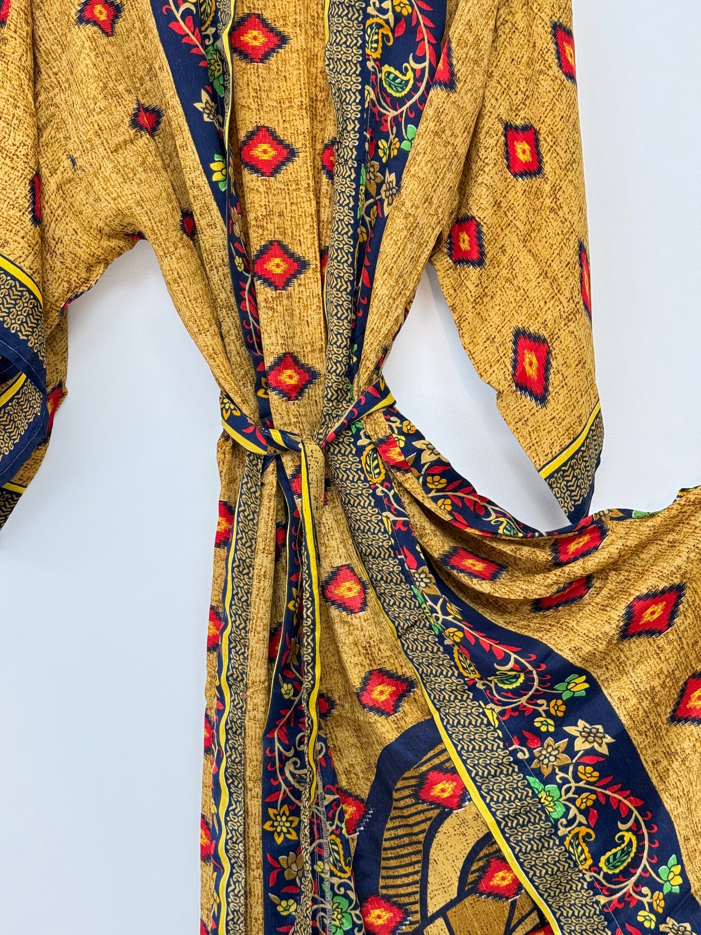 Vintage Saree Silk Kimono / Duster - Long
