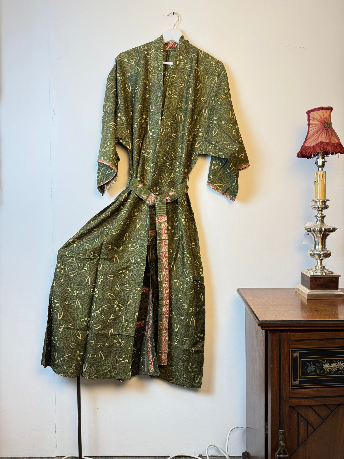 Vintage Saree Silk Kimono / Duster - Long