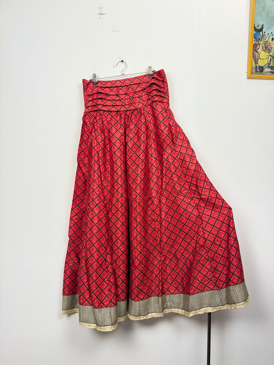 Vintage Saree Silk Pleated Skirt