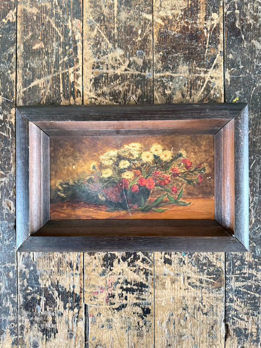 Floral Still Life on Tile - Belgium Freres La Louviere