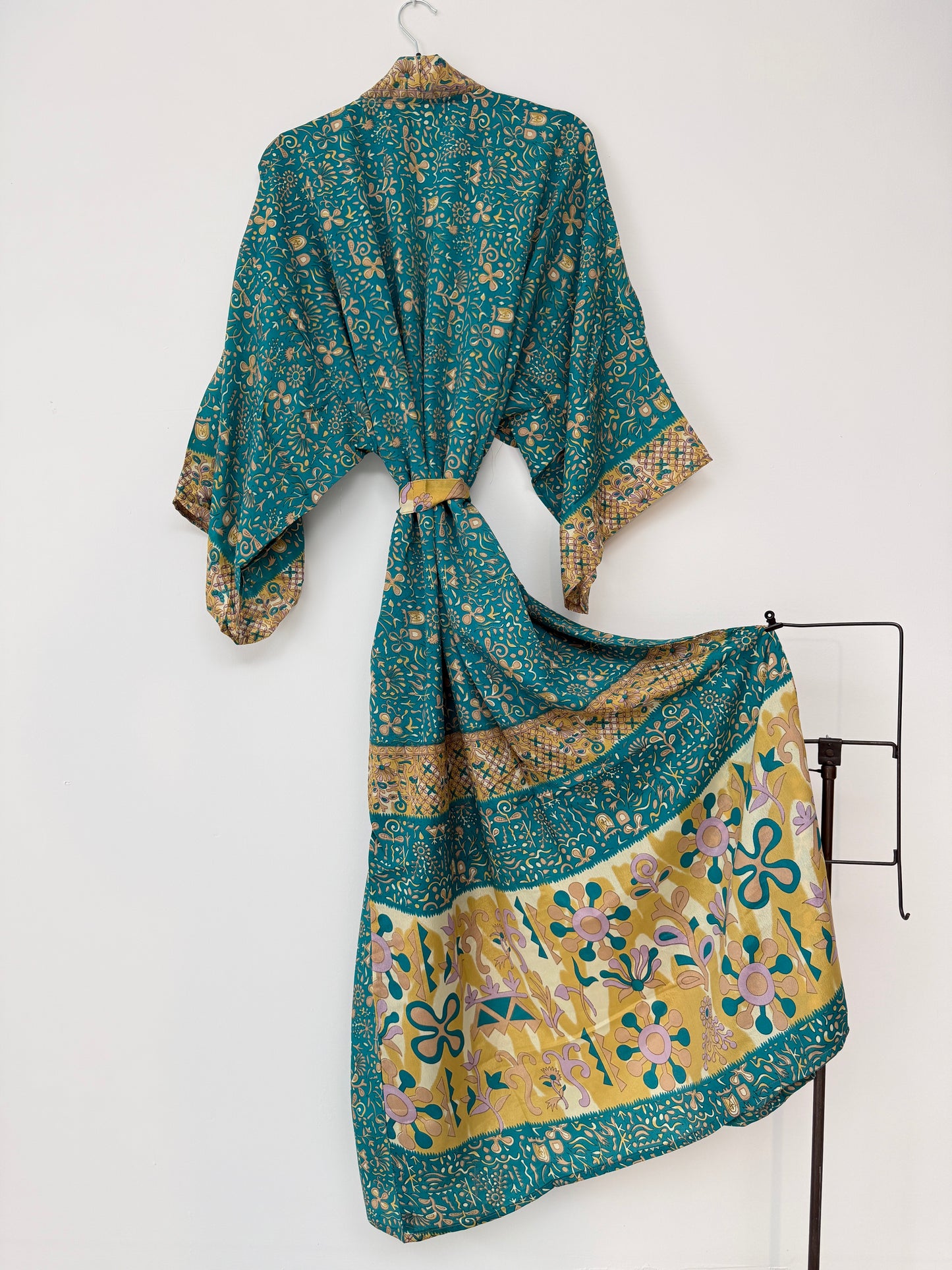 Vintage Saree Silk Kimono / Duster - Long
