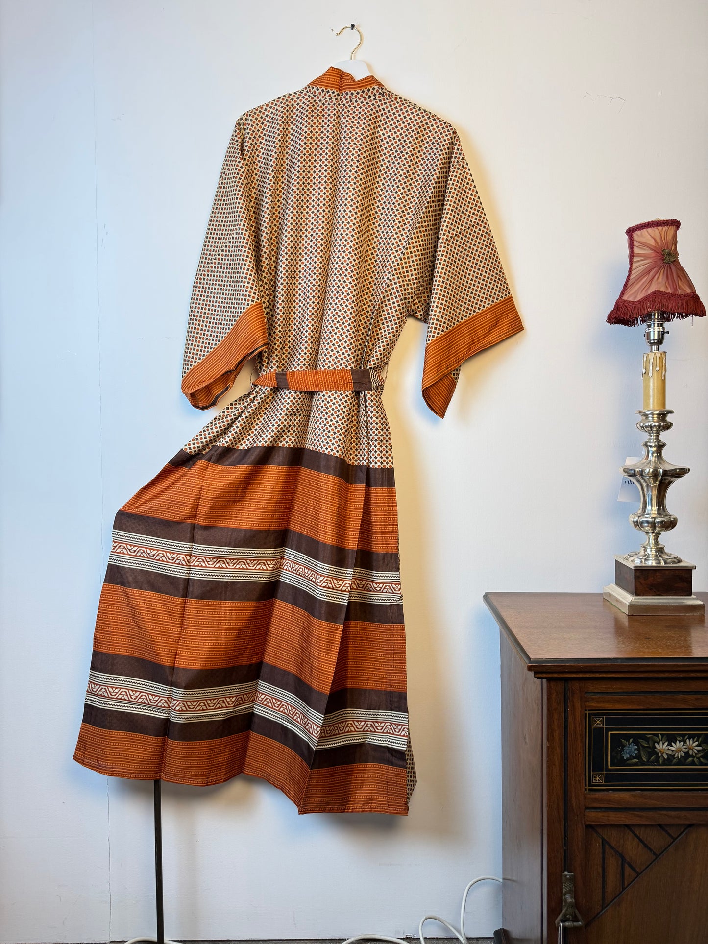 Vintage Saree Silk Kimono / Duster - Long