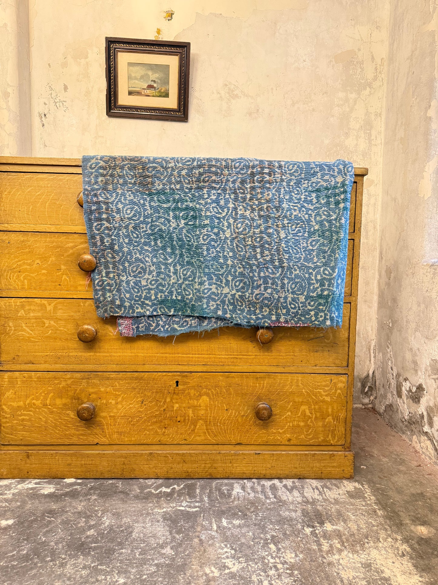 A Finestitch Indigo Kantha Quilt with Indigo over-print.