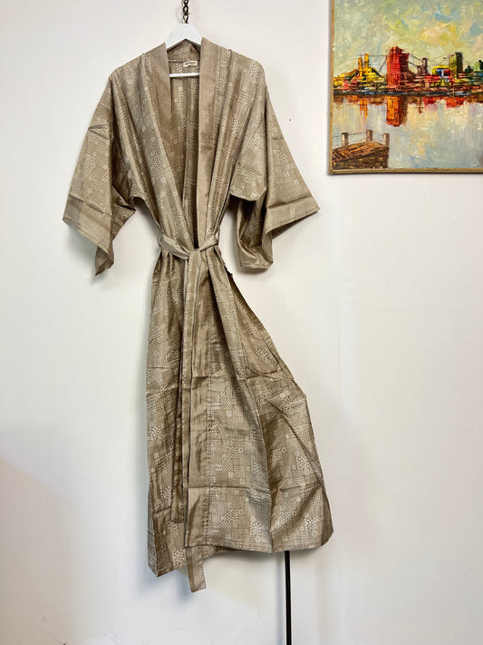 Vintage Saree Silk Kimono / Duster - Long