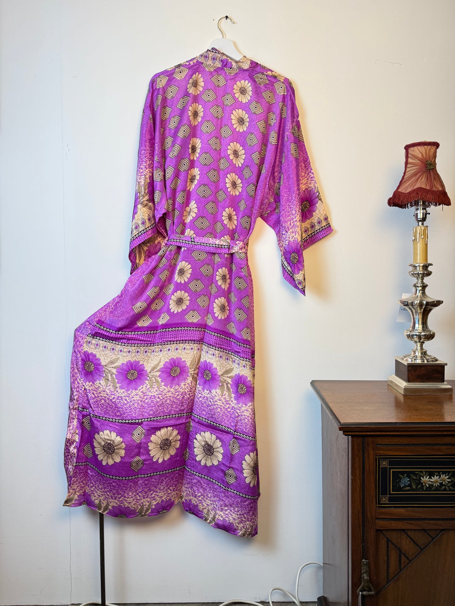 Vintage Saree Silk Kimono / Duster - Long