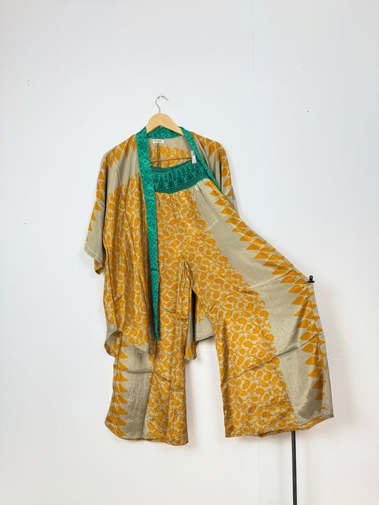 Vintage Saree Silk Trousers & Shirt Co-ordinated Set