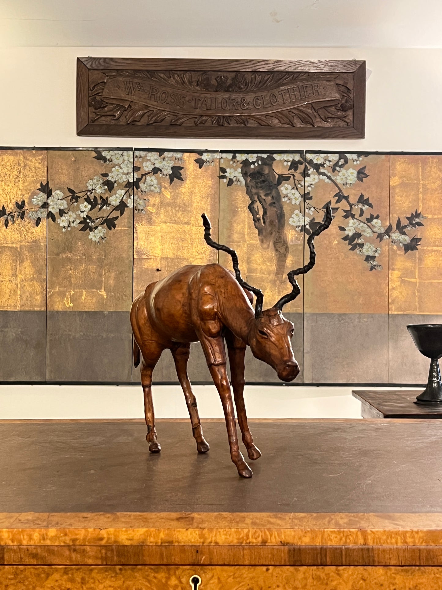 A 1960s leather Antelope Desk Toy