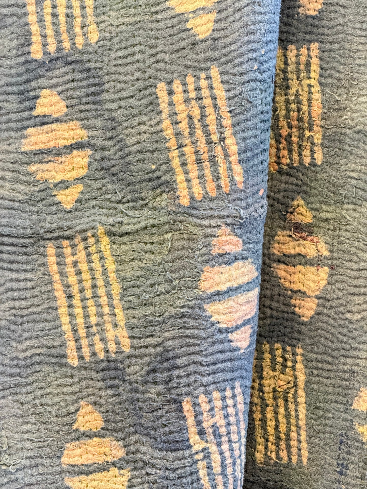 A Finestitch Indigo Kantha Quilt with Indigo over-print.