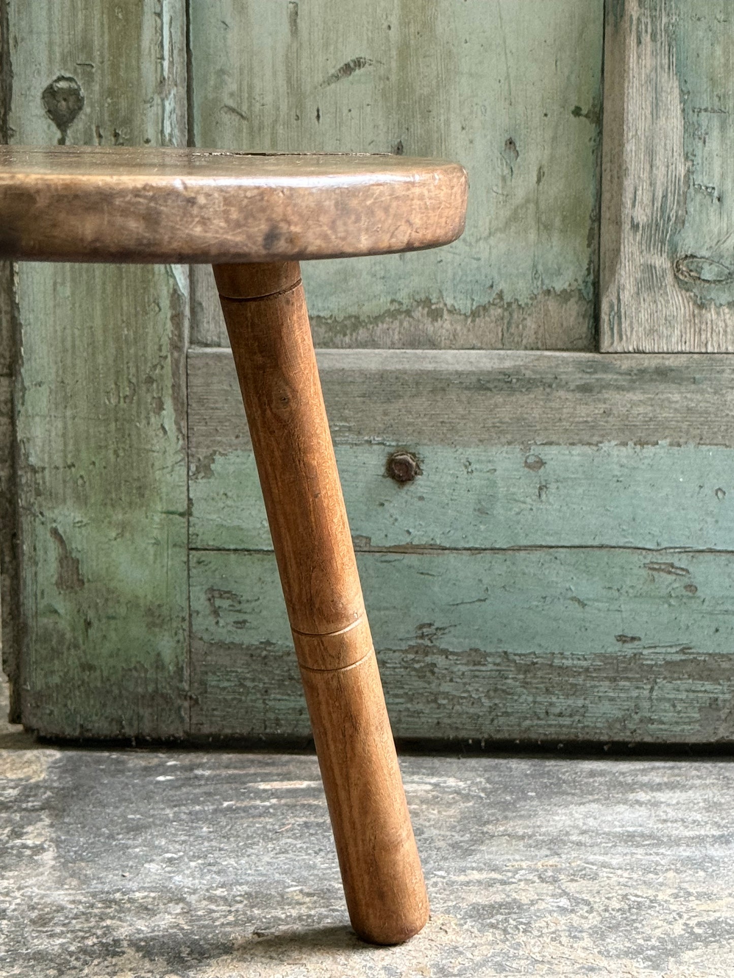 A 19thC Three Leg Stool / Table - Round Sycamore Top