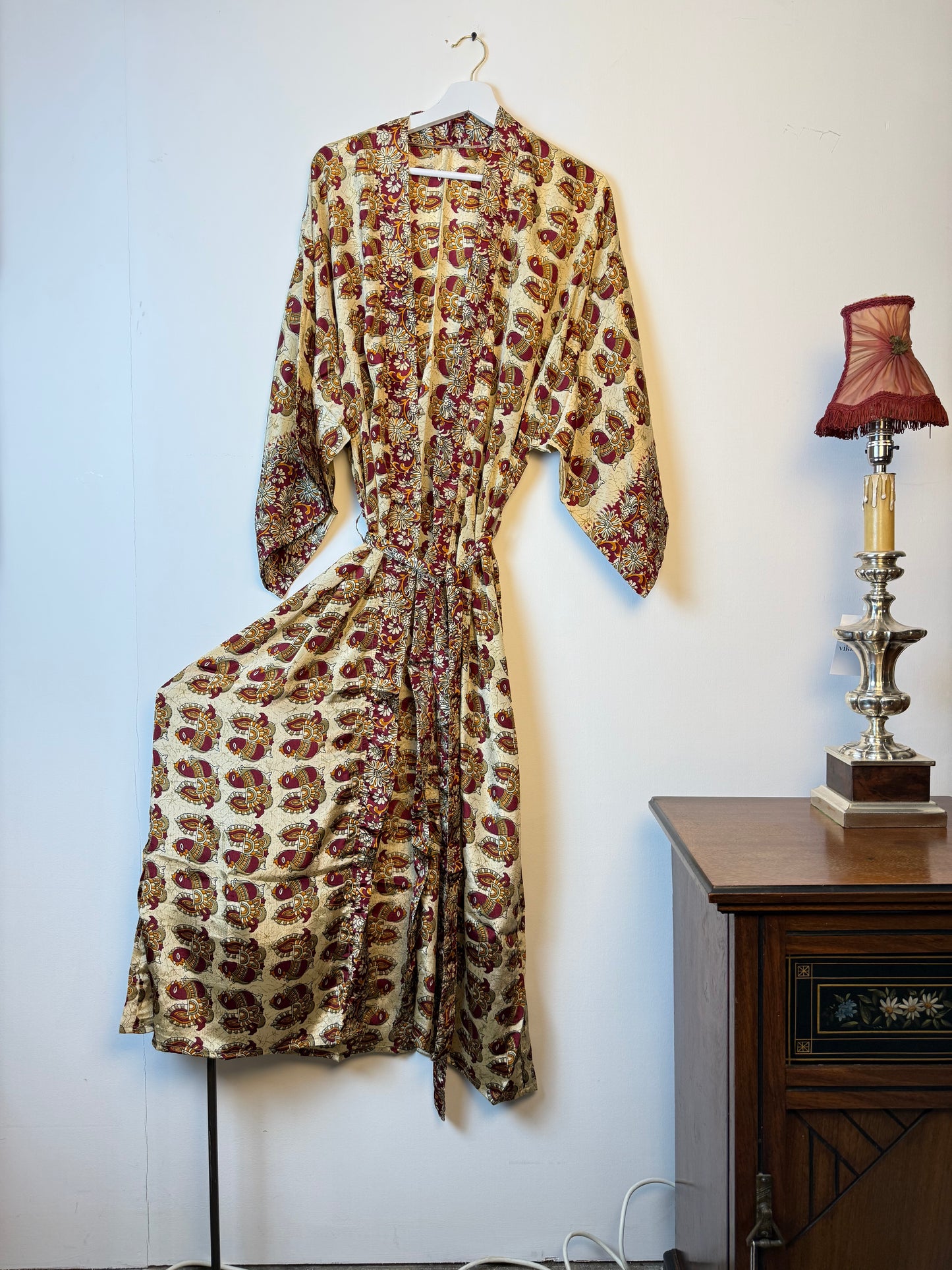 Vintage Saree Silk Kimono / Duster - Long