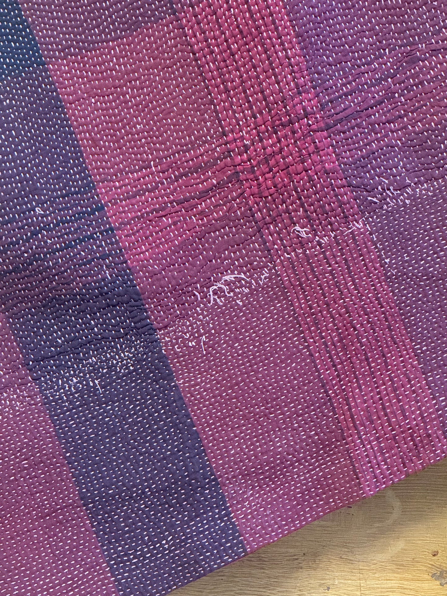 A Finestitch Kantha Quilt with Ajrakh over-print