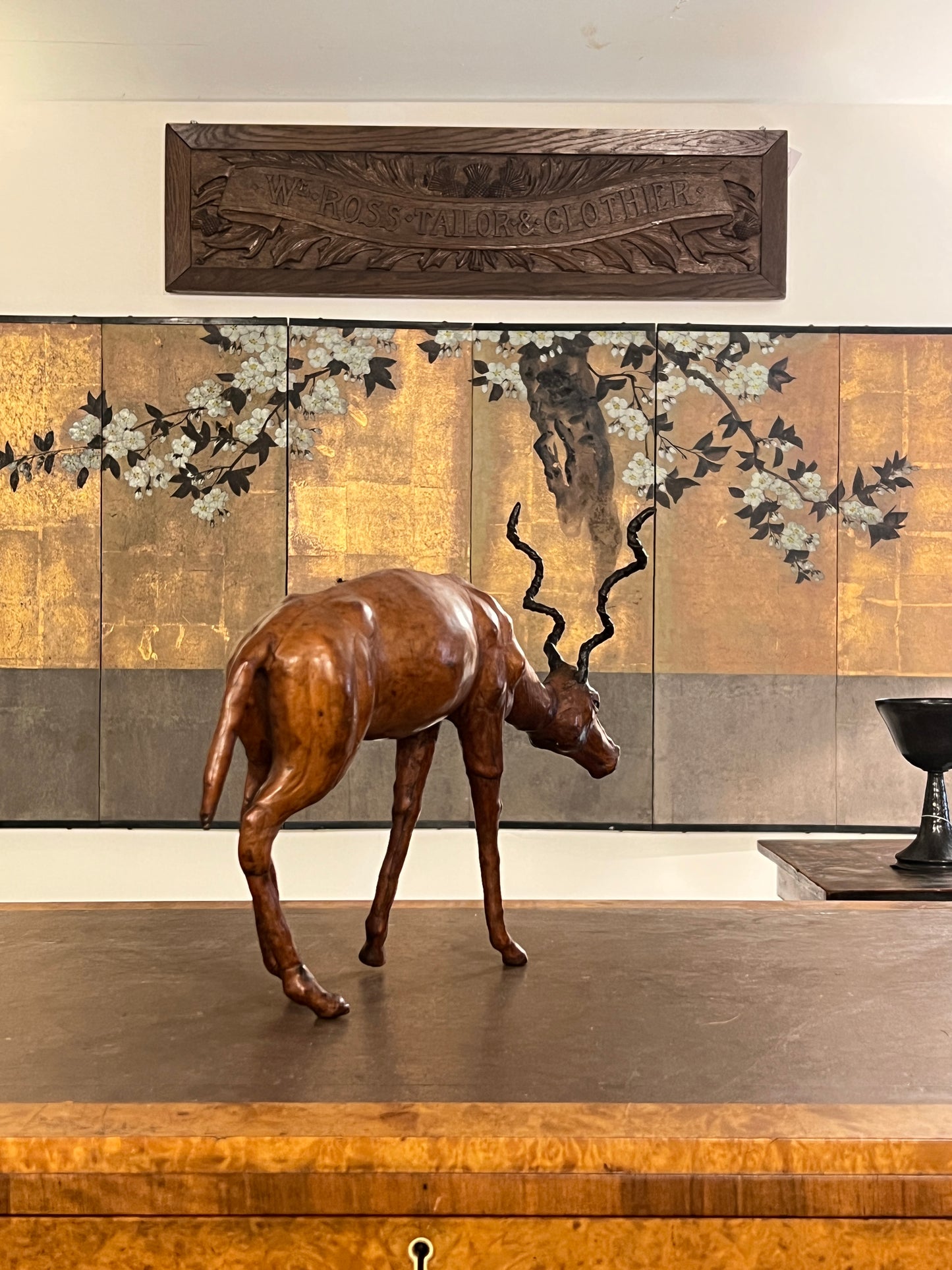 A 1960s leather Antelope Desk Toy