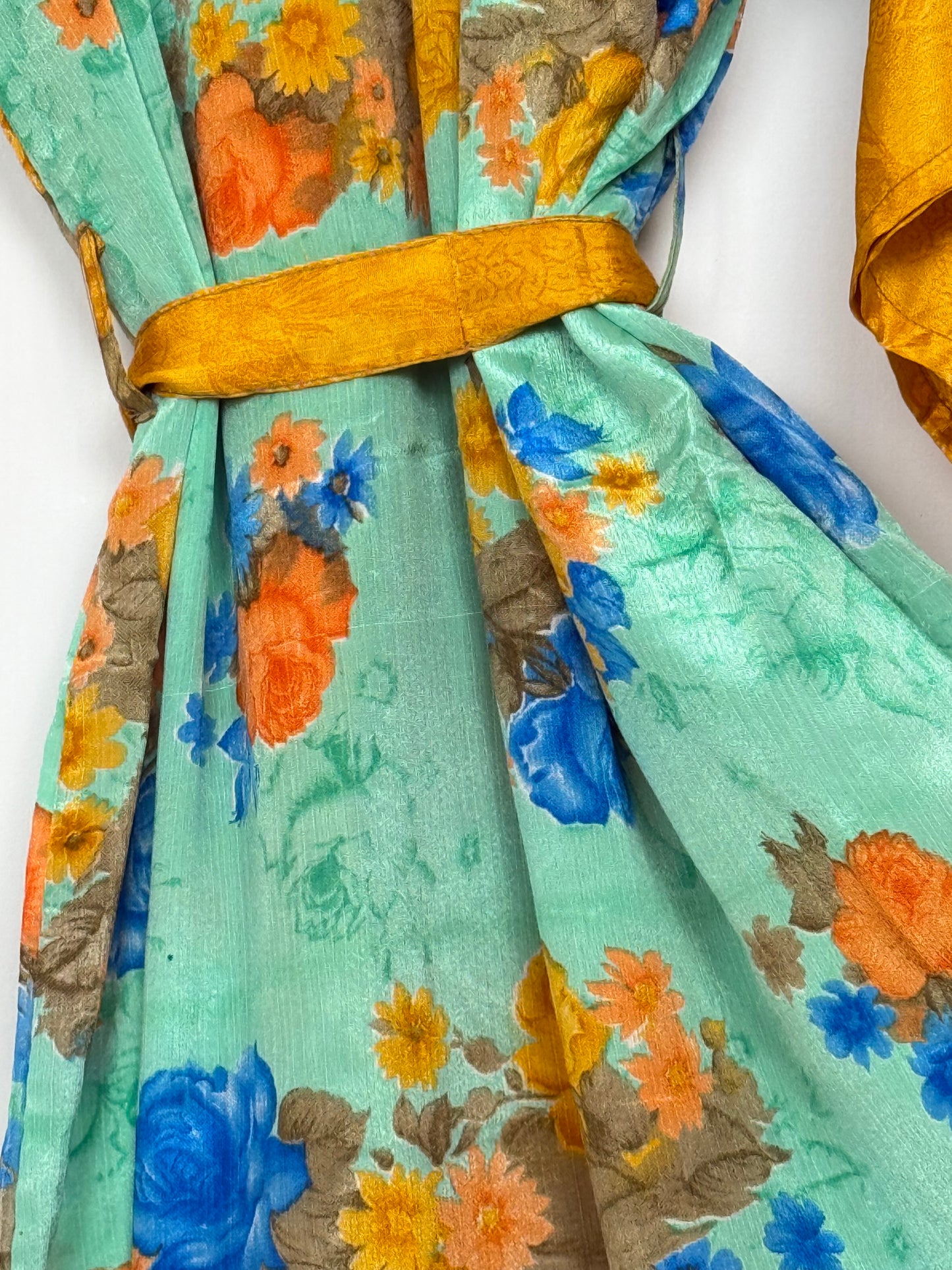Vintage Saree Silk Kimono / Duster - Long