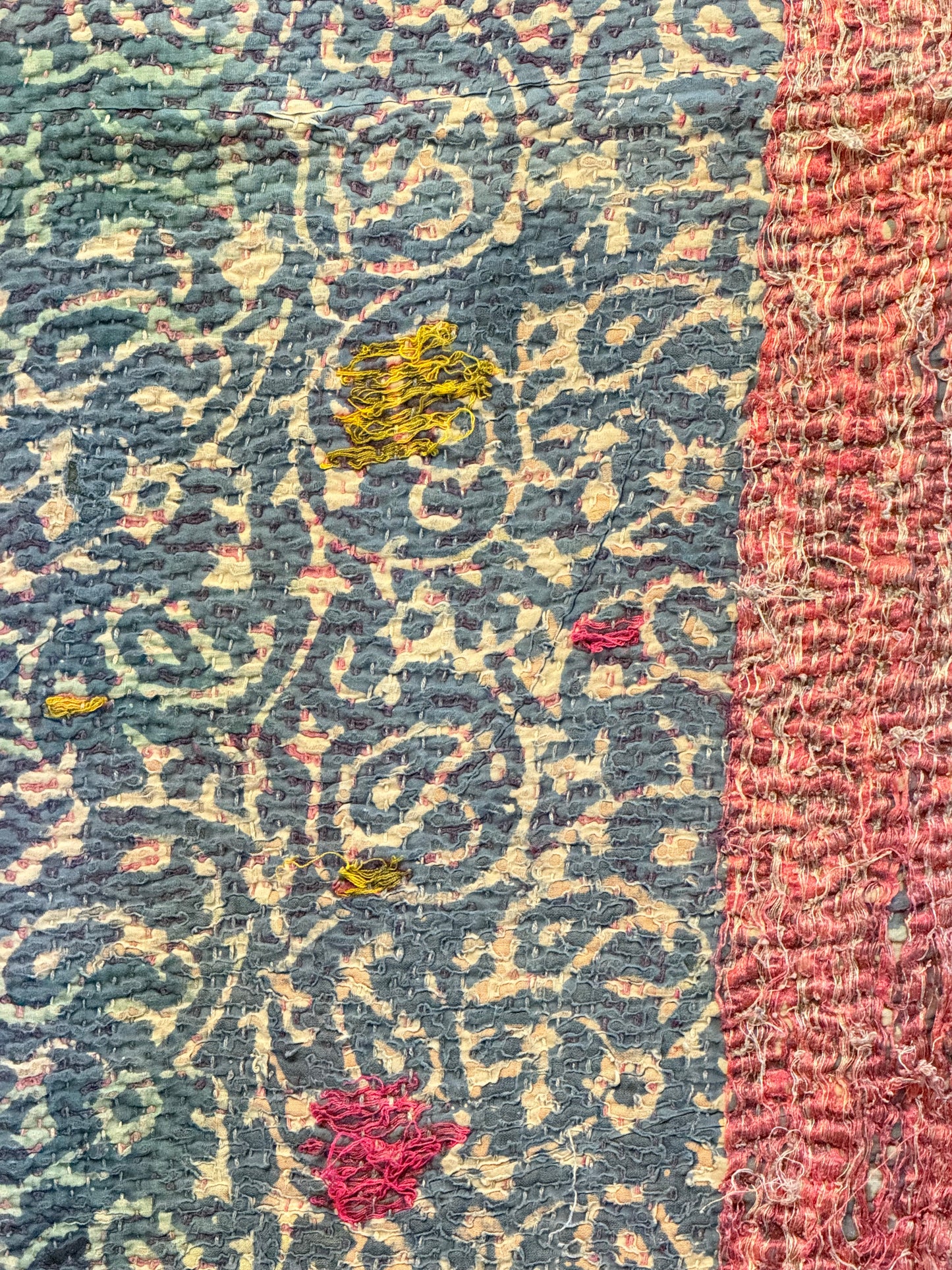 A Finestitch Indigo Kantha Quilt with Indigo over-print.