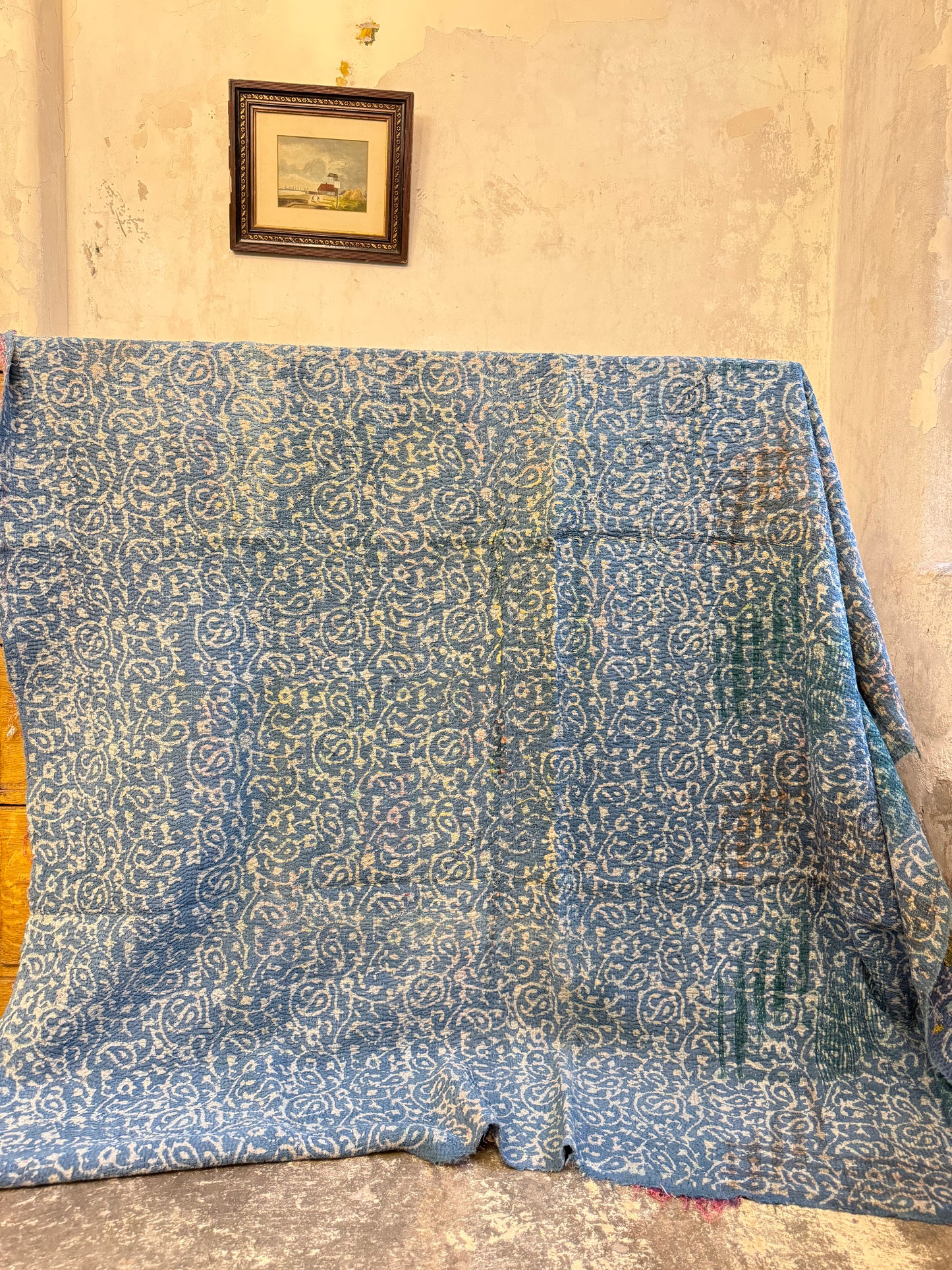 A Finestitch Indigo Kantha Quilt with Indigo over-print.