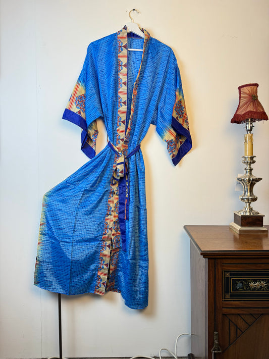 Vintage Saree Silk Kimono / Duster - Long