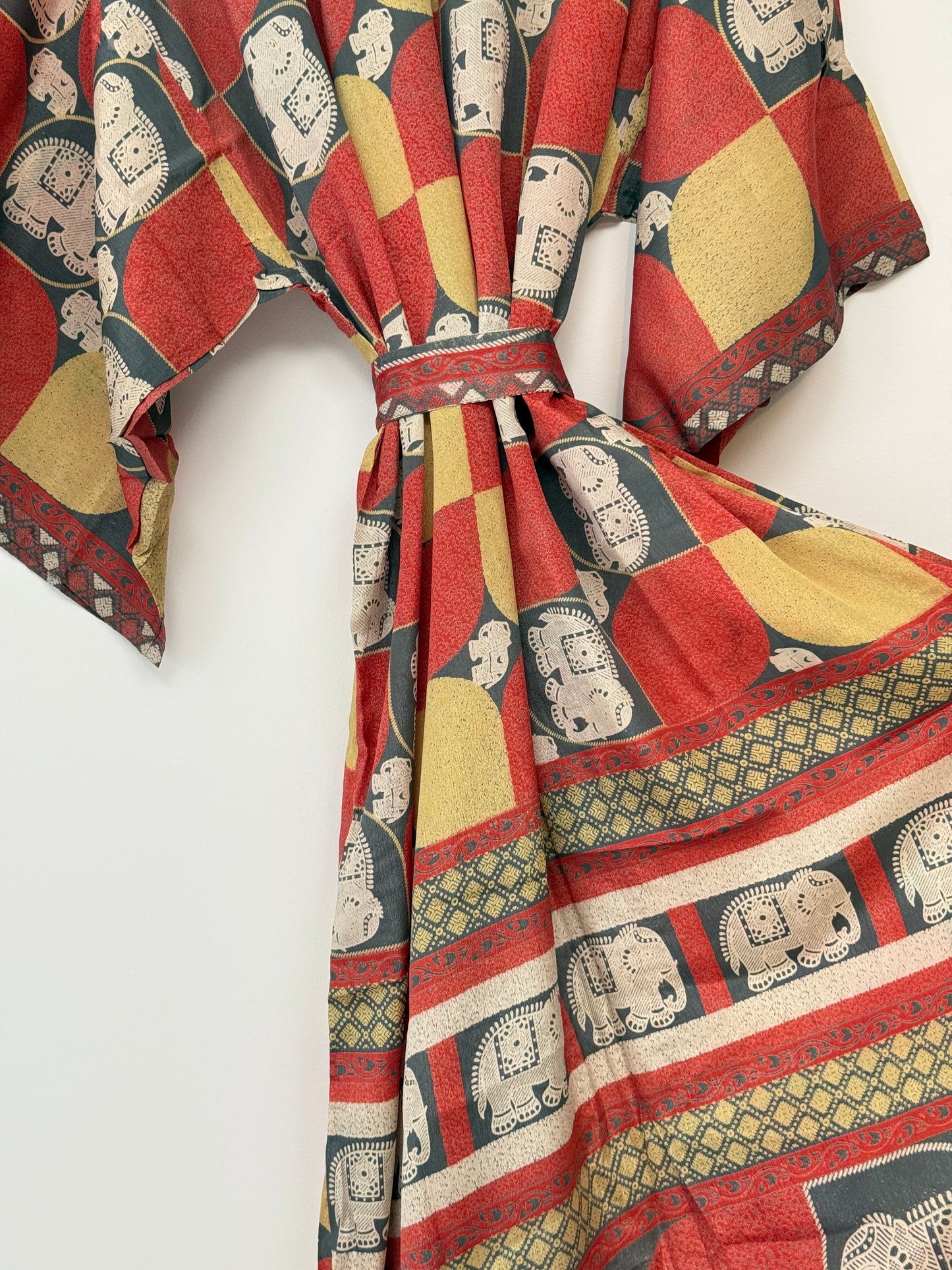 Vintage Saree Silk Kimono / Duster - Long