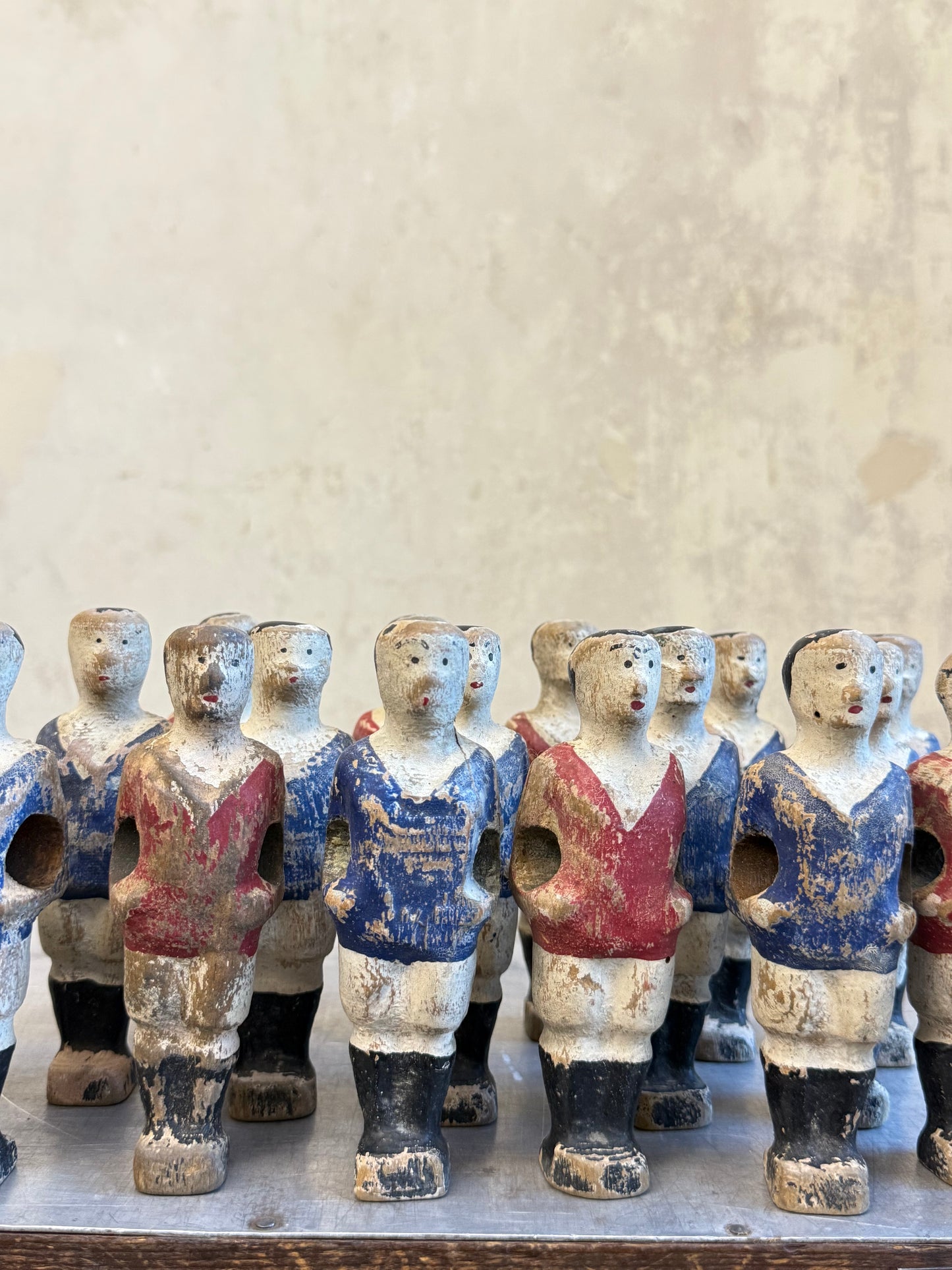 Rare 1930's French Wooden Table Football Players in Original Paint