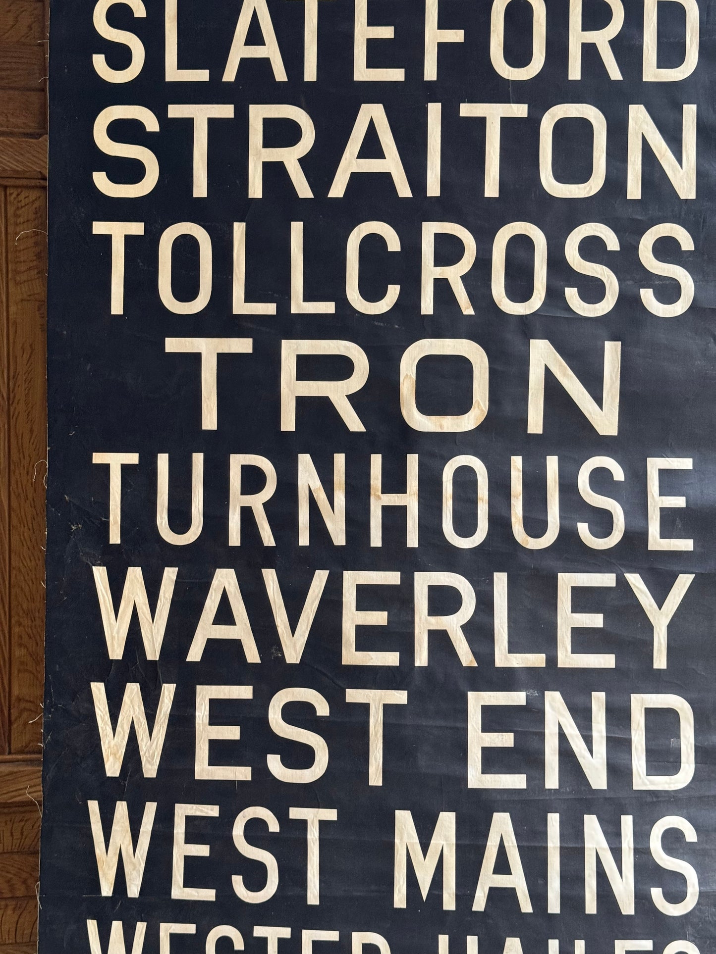 1950’s Linen Destination Bus Blind - Edinburgh - Salisbury Place to Zoo Park