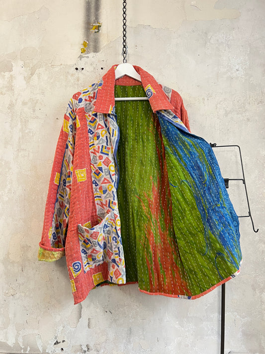 Vintage Cotton Kantha Reversible Jacket ~ No 14