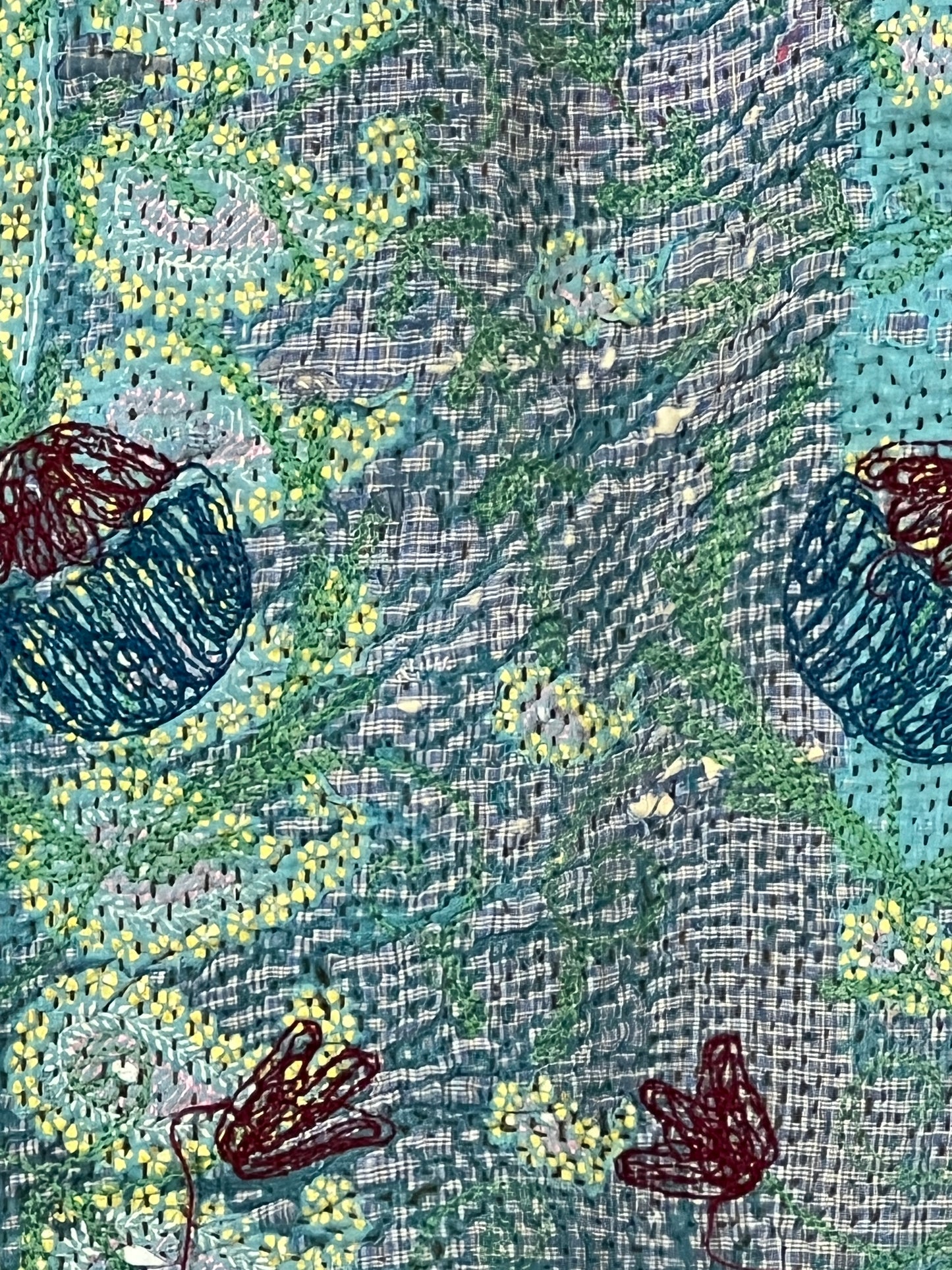 Vintage Kantha Suzani Quilt