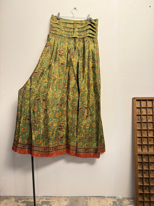 Vintage Saree Silk Pleated Skirt