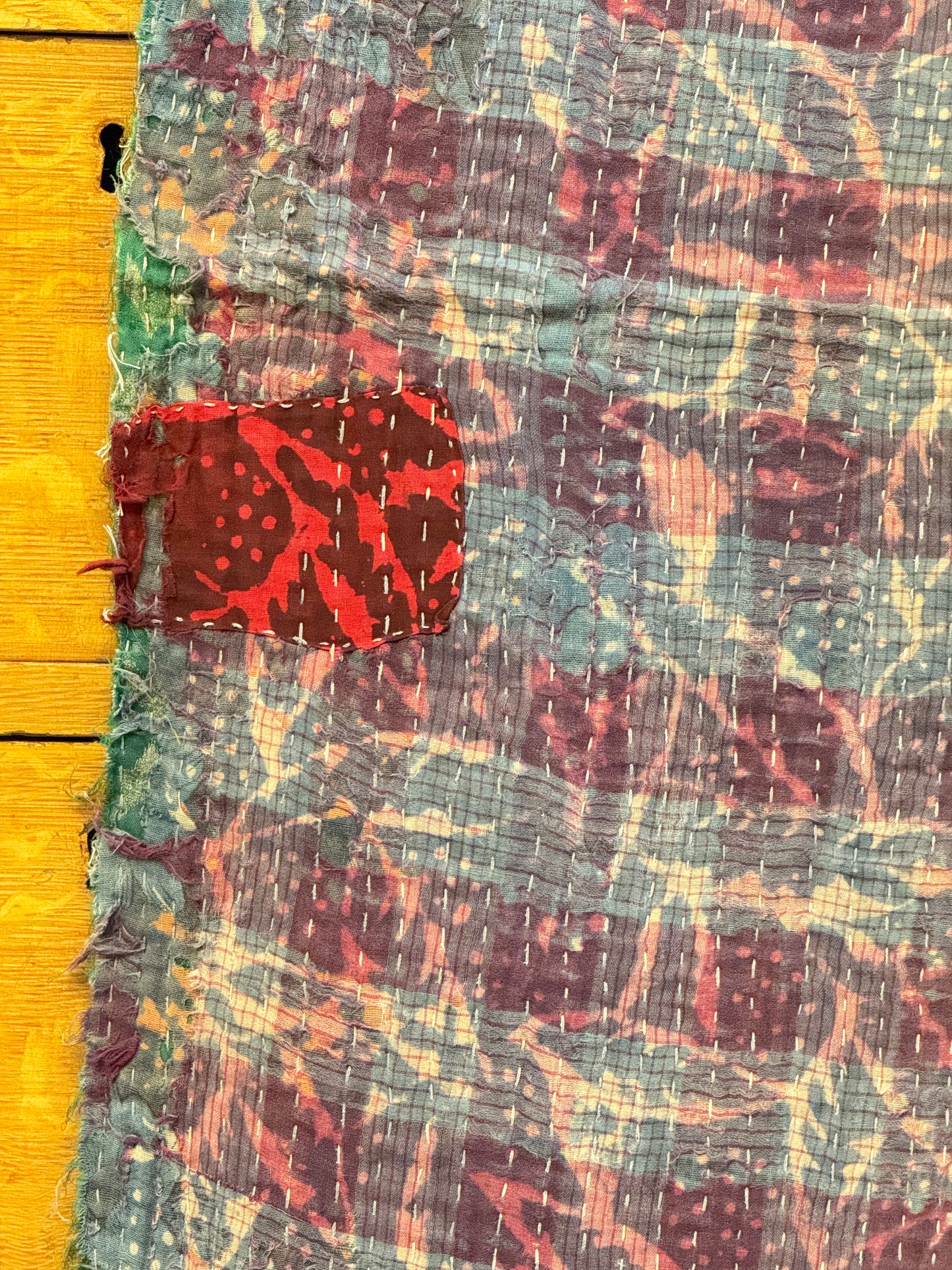 A Finestitch Indigo Kantha Quilt with Indigo over-print.