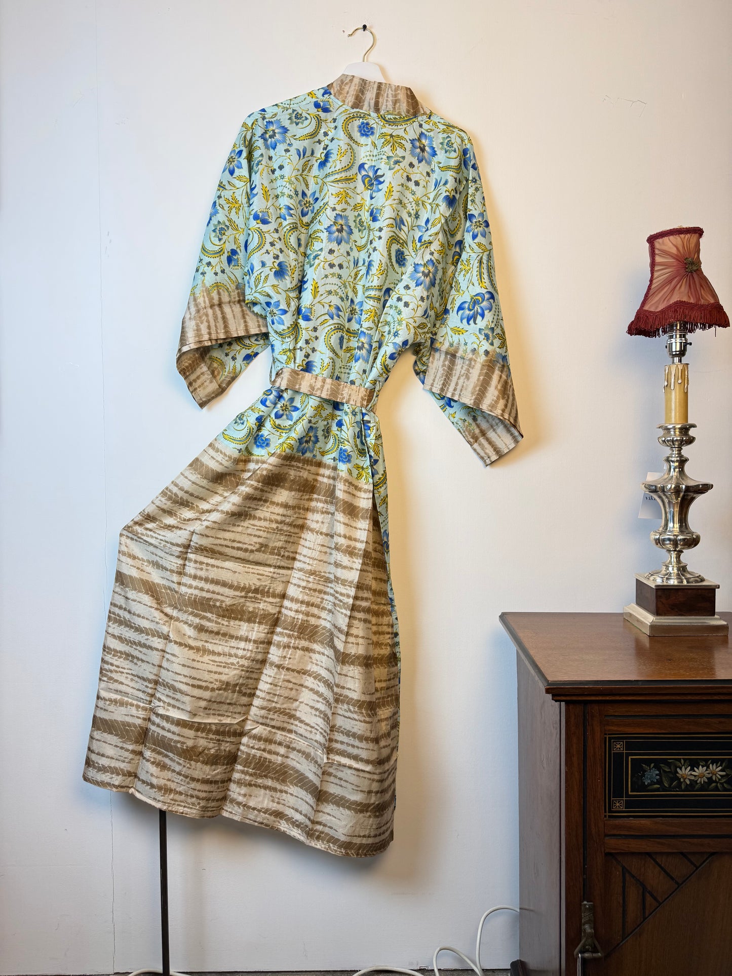 Vintage Saree Silk Kimono / Duster - Long