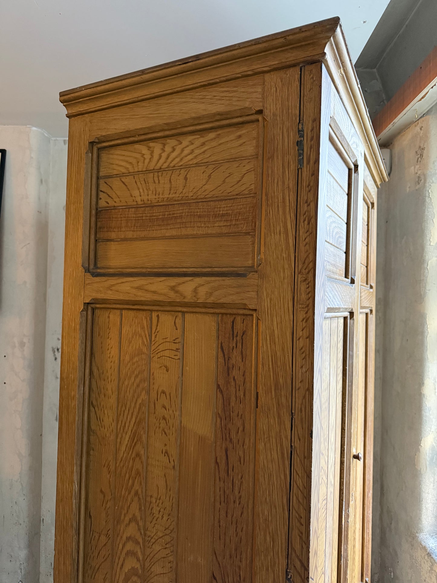 A 19thC Scottish Faux Oak Painted School Housekeepers Cupboard