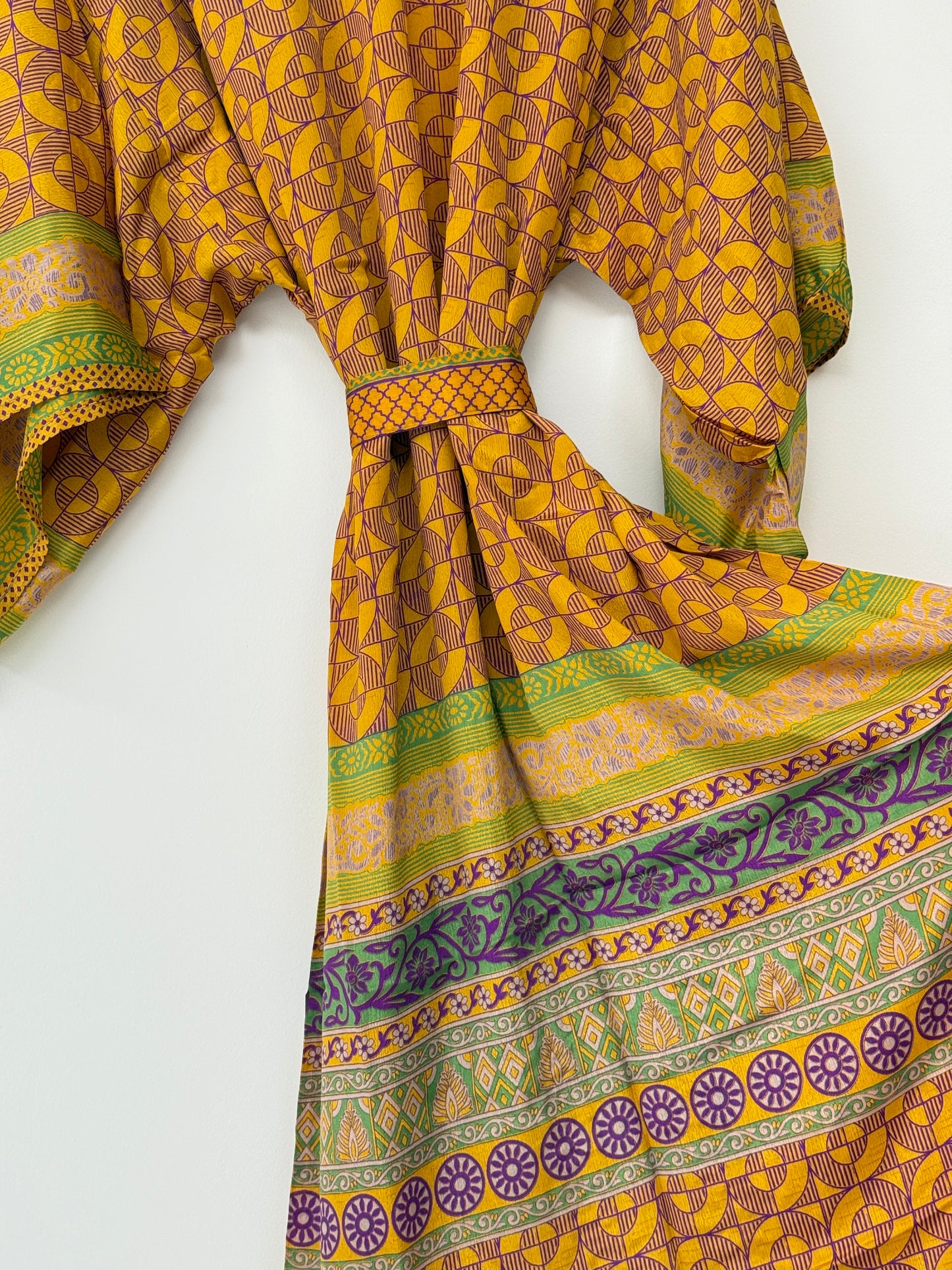 Vintage Saree Silk Kimono / Duster - Long