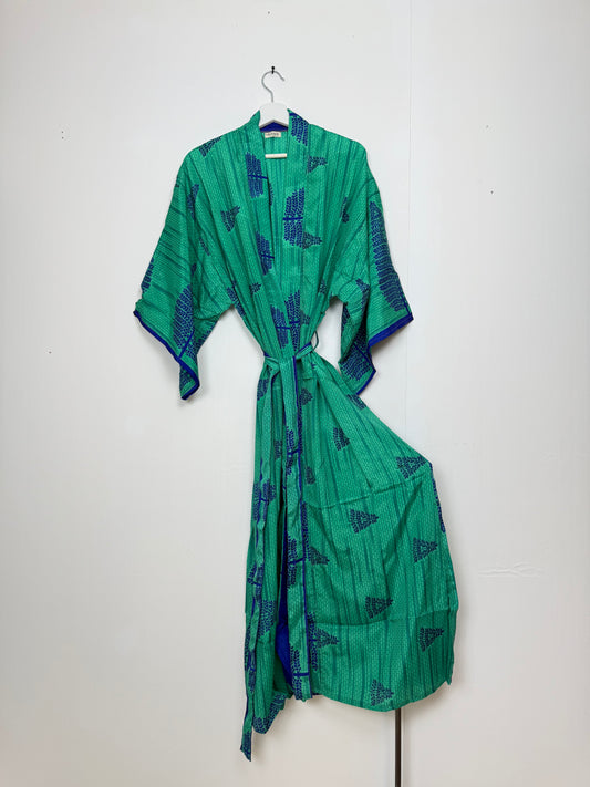Vintage Saree Silk Kimono / Duster - Long