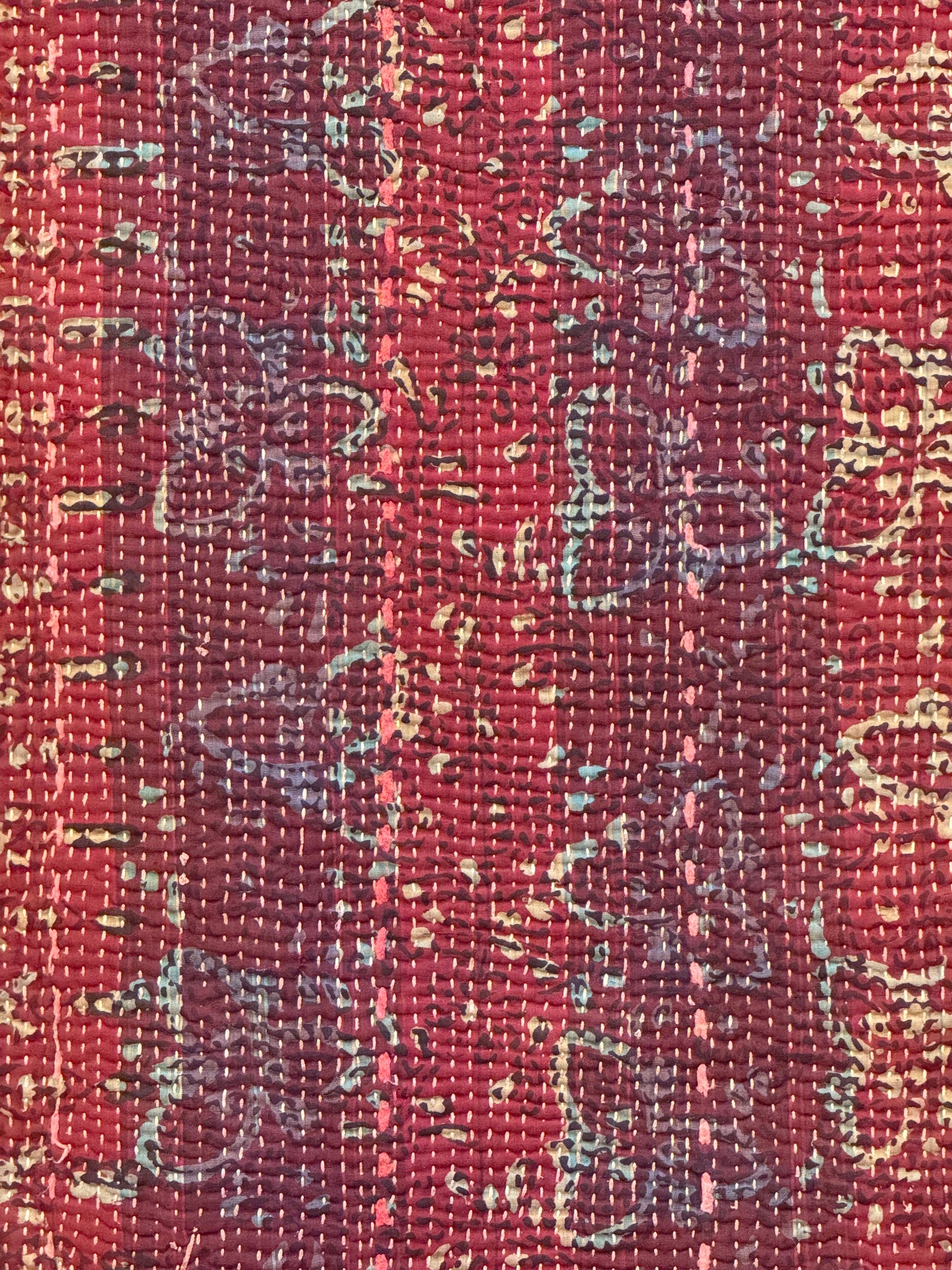 A Finestitch Kantha Quilt with Ajrakh over-print