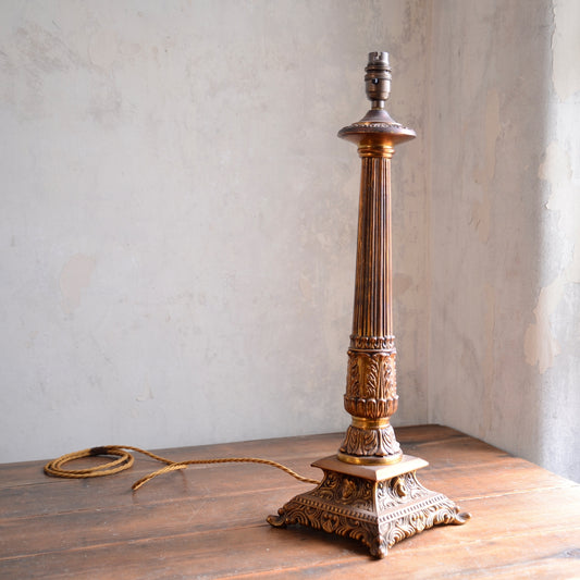 Tall Brass Column Table Lamp
