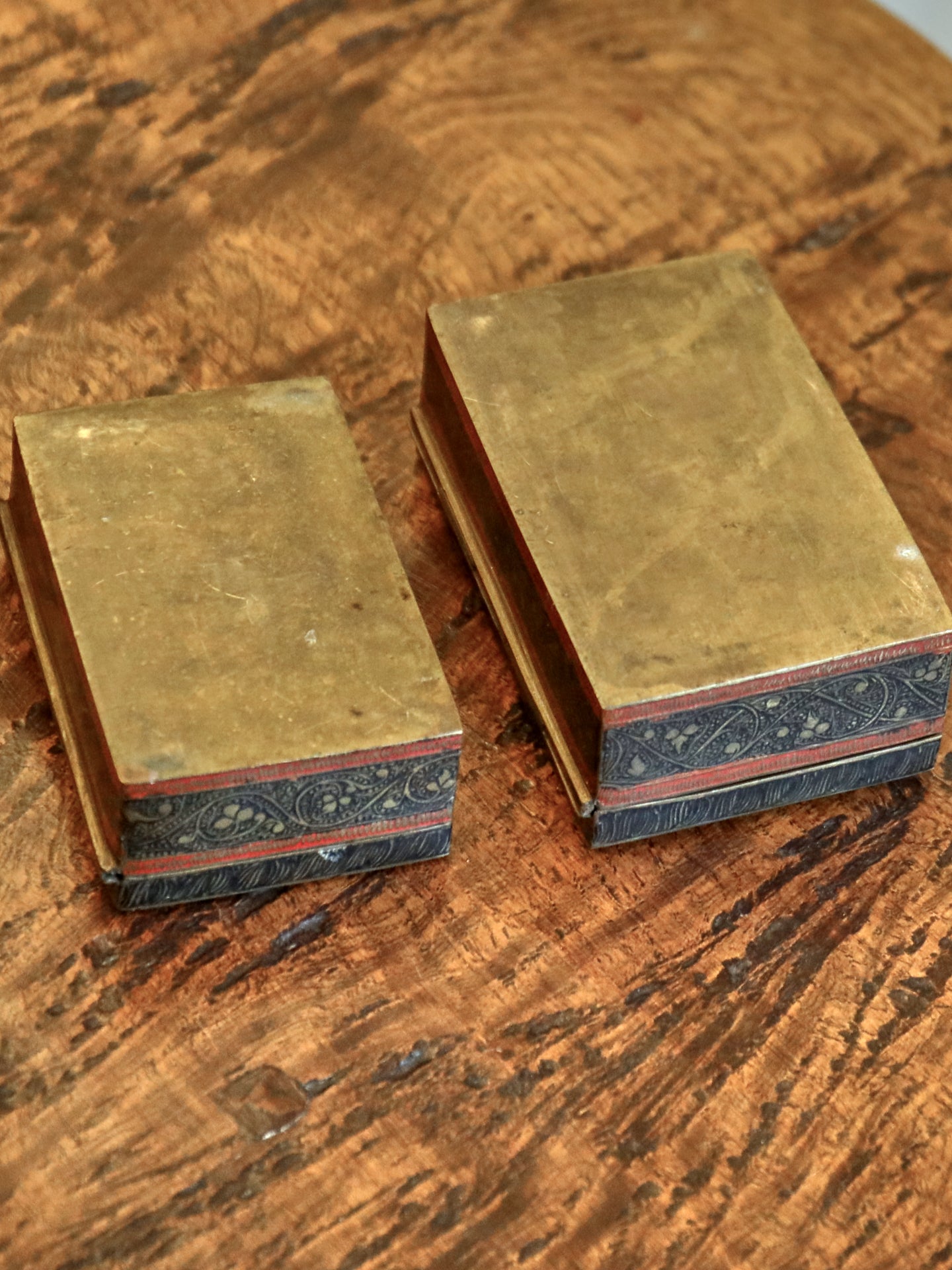 A Pair of Kashmir Brass Trinket Boxes