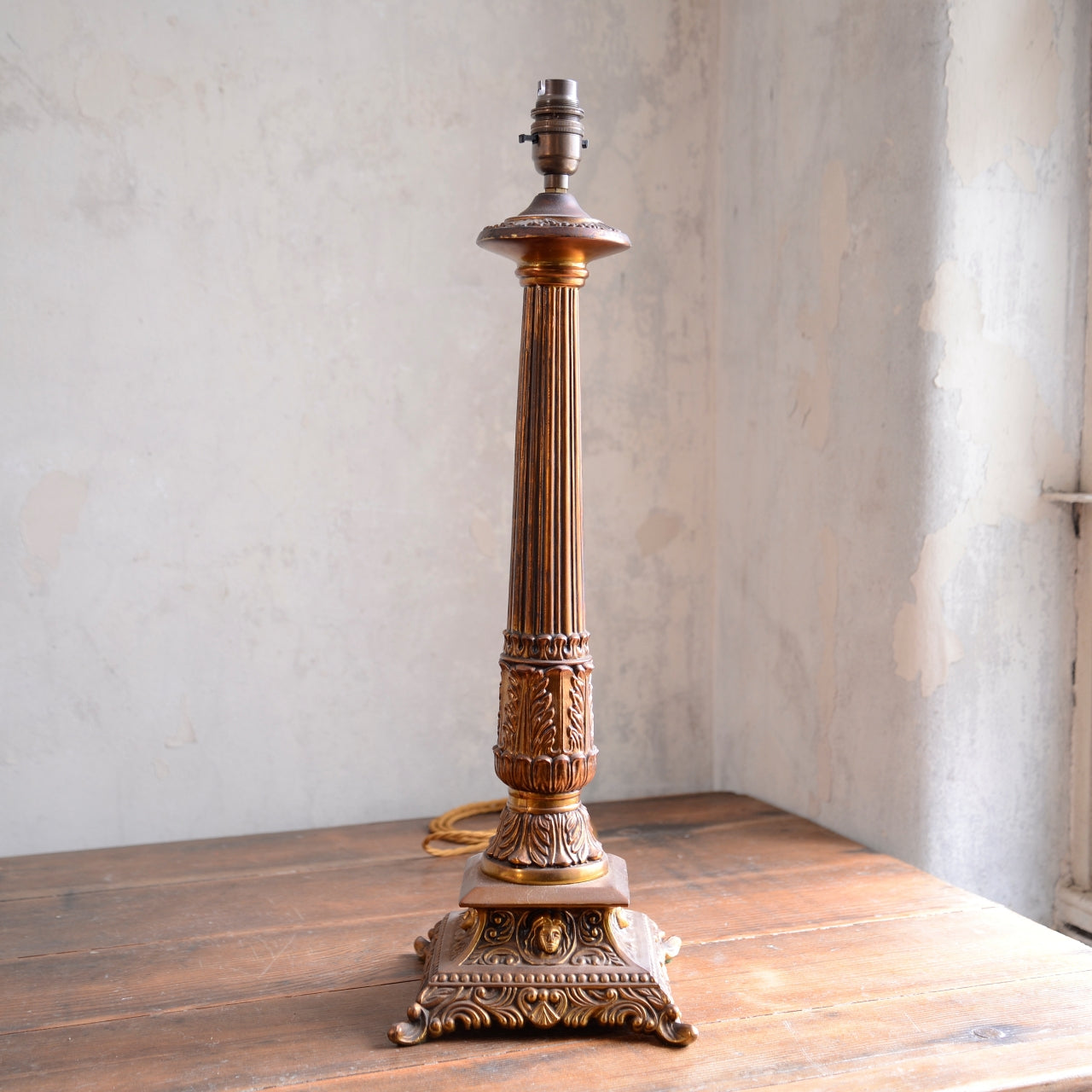 Tall Brass Column Table Lamp