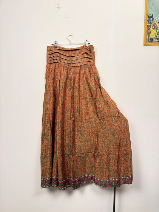 Vintage Saree Silk Pleated Skirt