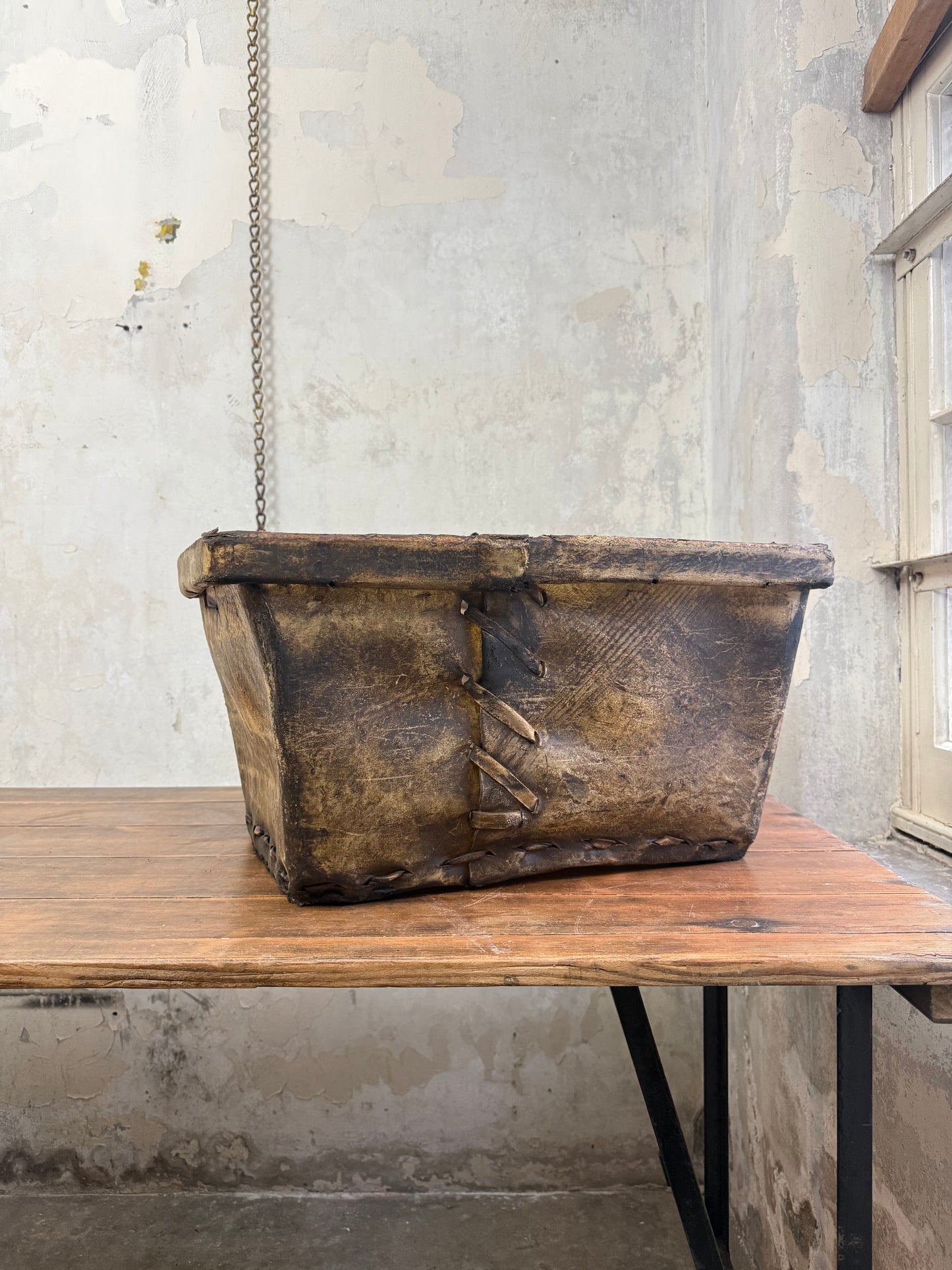 19th Century Buffalo Rawhide Mill Bucket - No 1