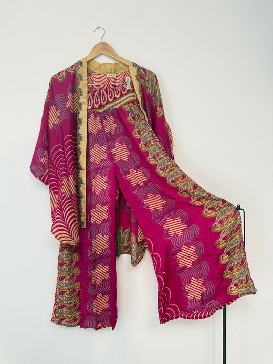 Vintage Saree Silk Trousers & Shirt Co-ordinated Set
