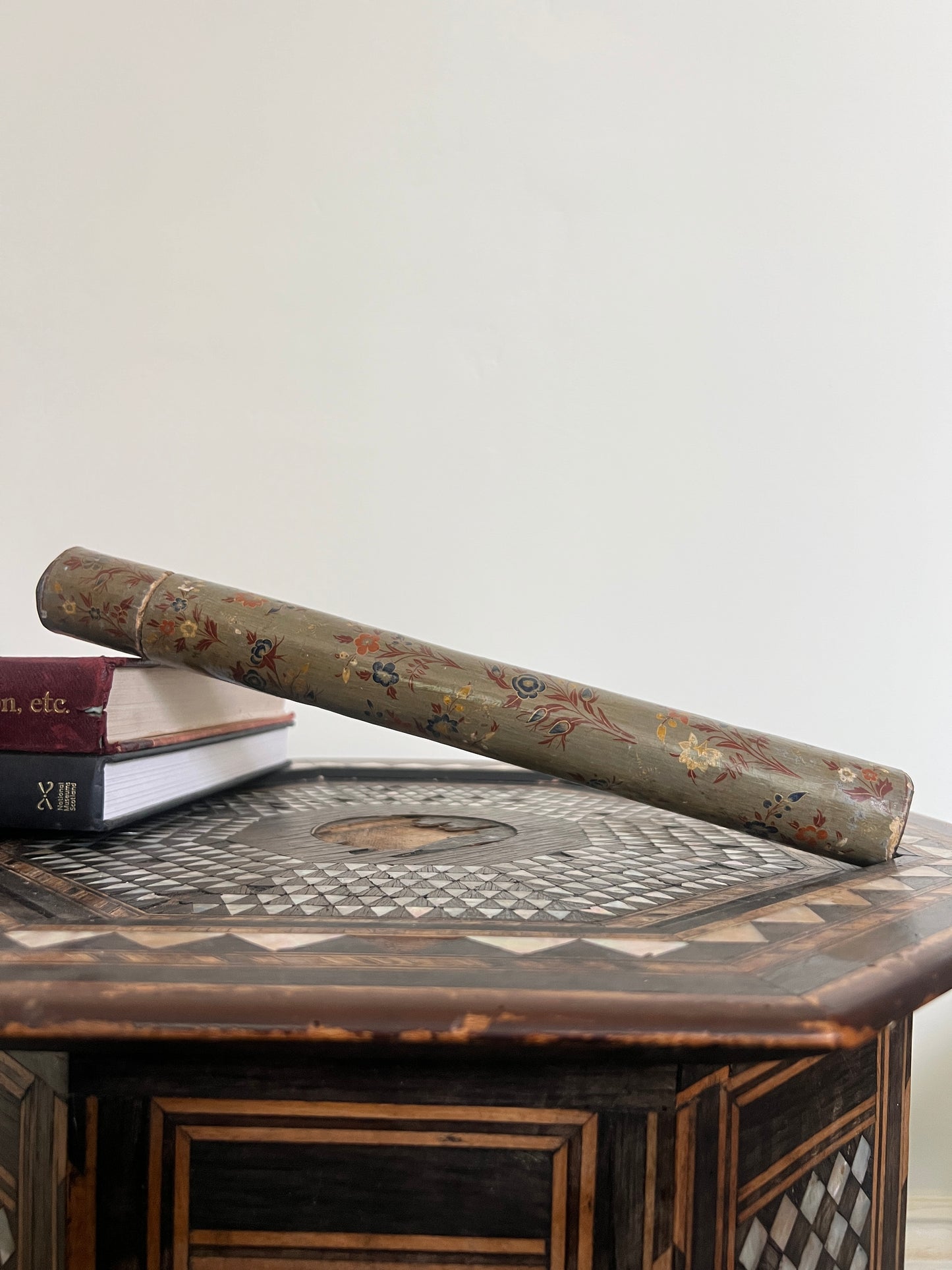 A Toleware Papier Mache Decorated Document Carrier