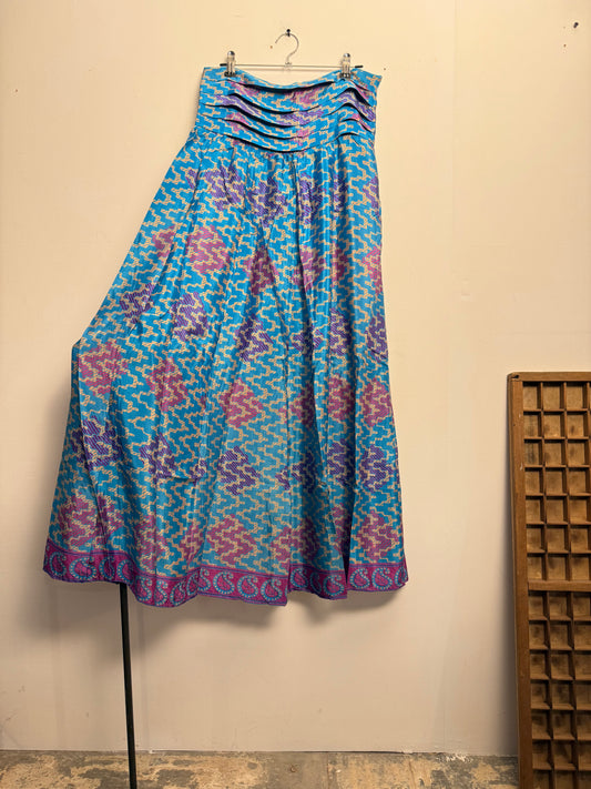 Vintage Saree Silk Pleated Skirt