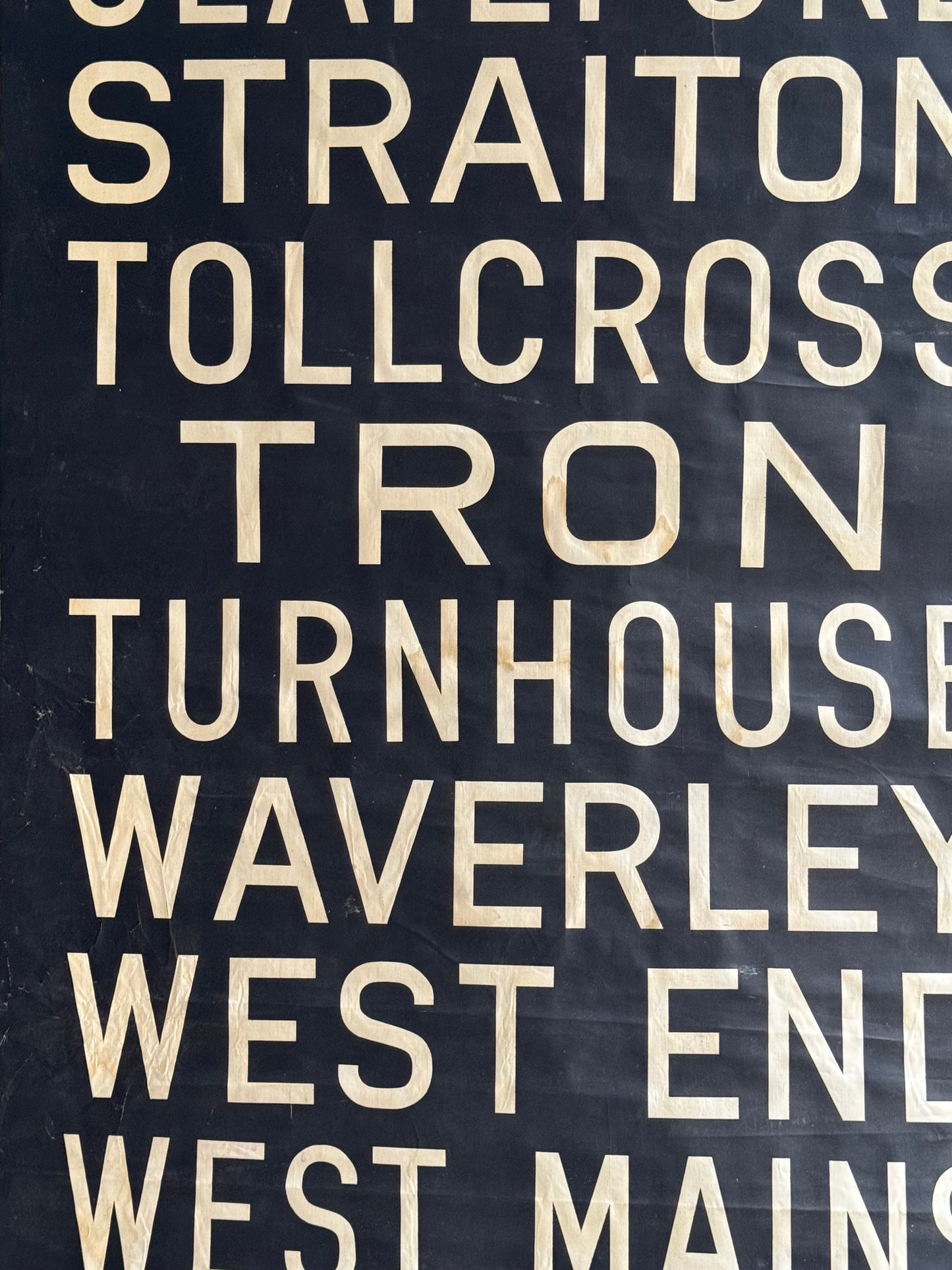 1950’s Linen Destination Bus Blind - Edinburgh - Salisbury Place to Zoo Park