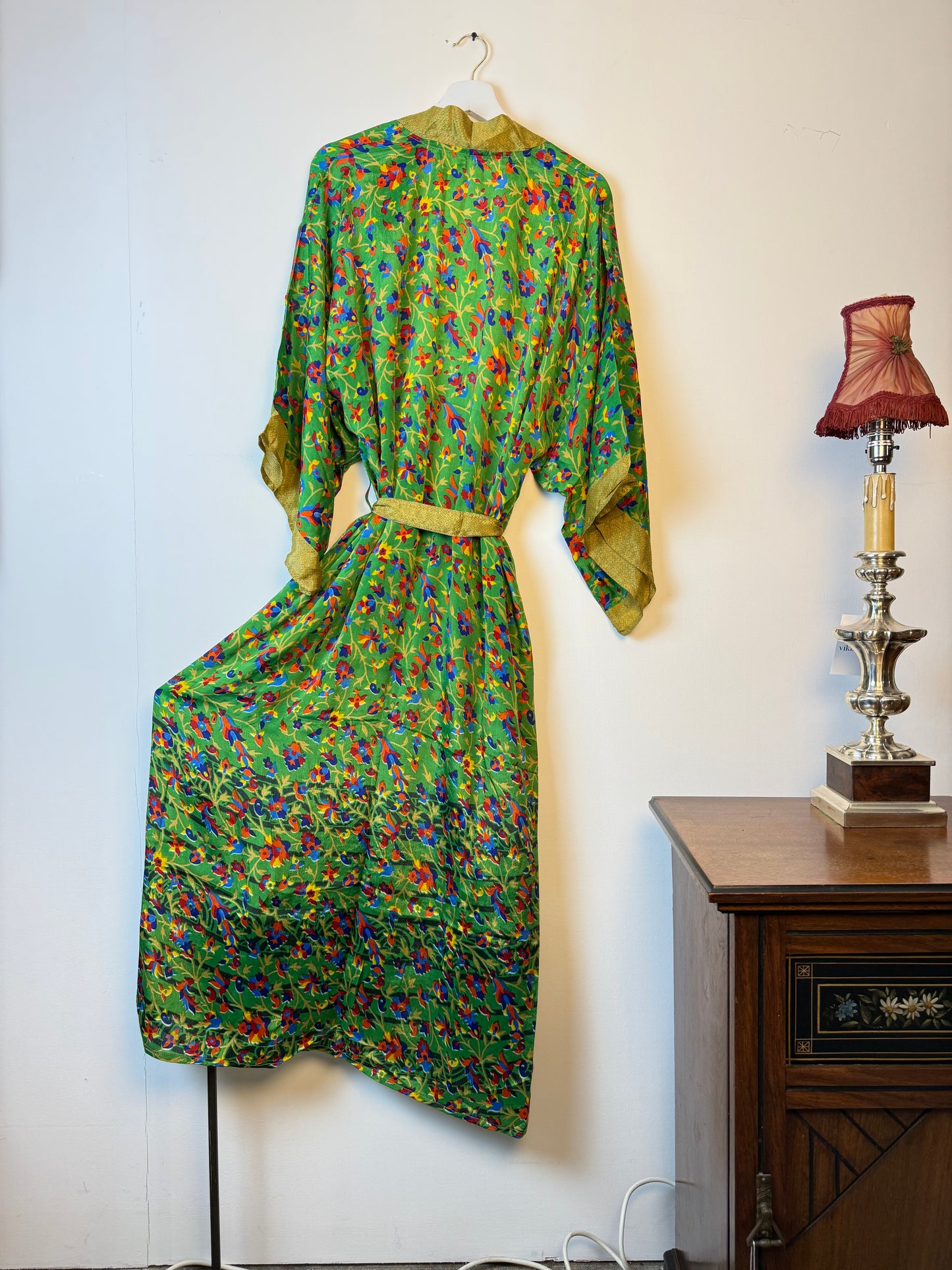 Vintage Saree Silk Kimono / Duster - Long