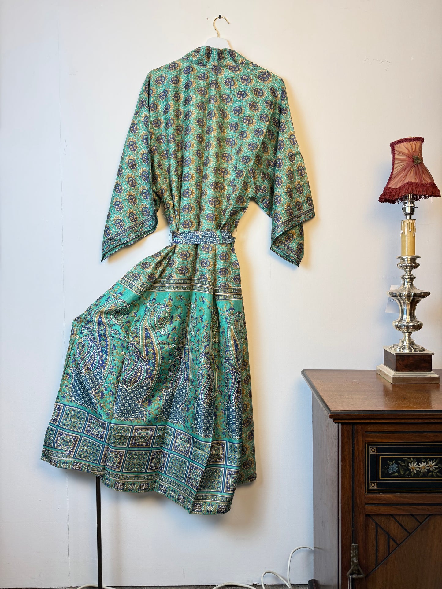 Vintage Saree Silk Kimono / Duster - Long